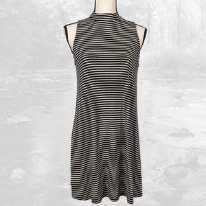 Love Fire Black and White Mock-Neck Striped Dress